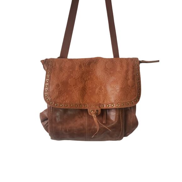 The Sak Handbags - The Sak Ventura Embossed Leather Convertible Backpack/Crossbody Brown